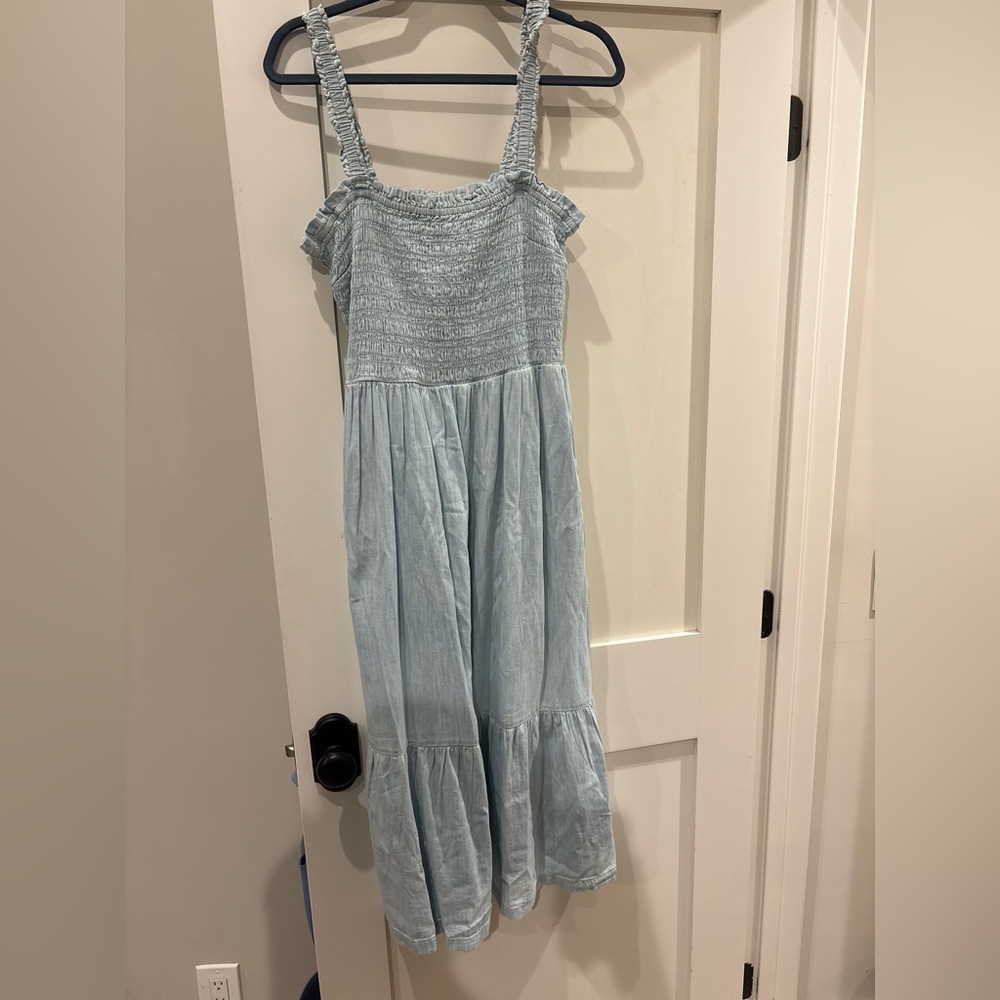 GAP Light Blue Ruffle Strap Tiered Sundress
